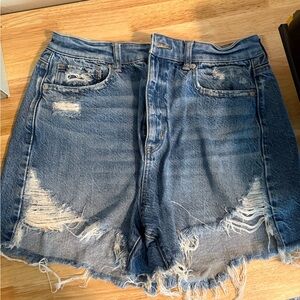 American Eagle Outfitters Blue Jean Shorts Distressed High-Waisted